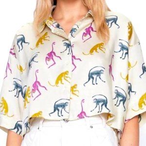 ZARA Colorful Monkey Print Button Down